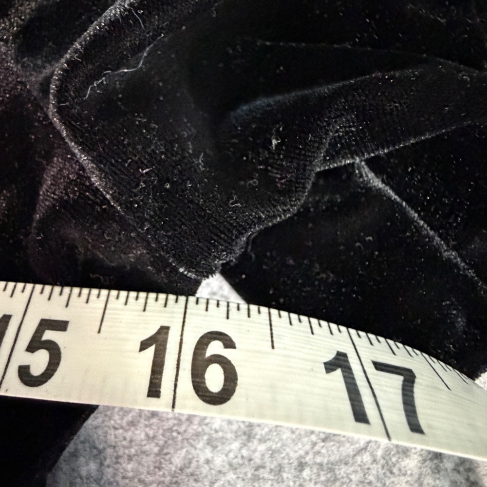 Black Velvet Flutter Sleeve Ruffle Hem‎ Mini Dress Tie WaistSize S KDR112327-D - Picture 6 of 6